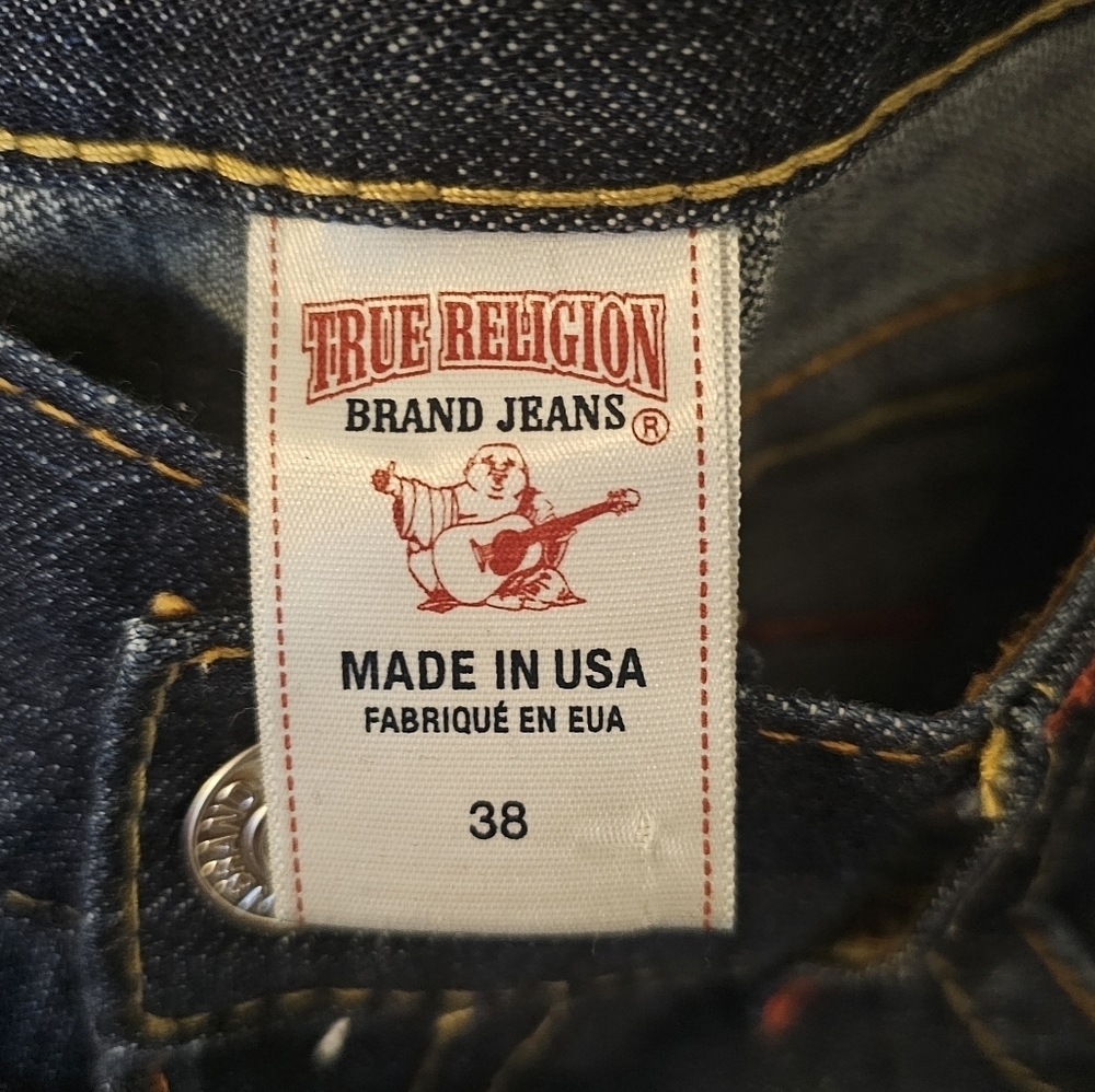 True Religion Originals Straight Jean Dark Blue Like New Condition Size 38/34 - Picture 6 of 9